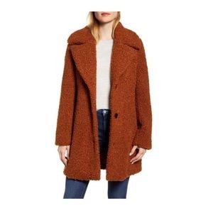 SAM EDELMAN  Cognac Brown Faux Fur Teddy Coat Size Med